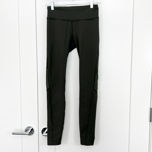 REI XS Olive Green Drawstring Waist Mesh Panel Key Pocket Leggings - Picture 1 of 12
